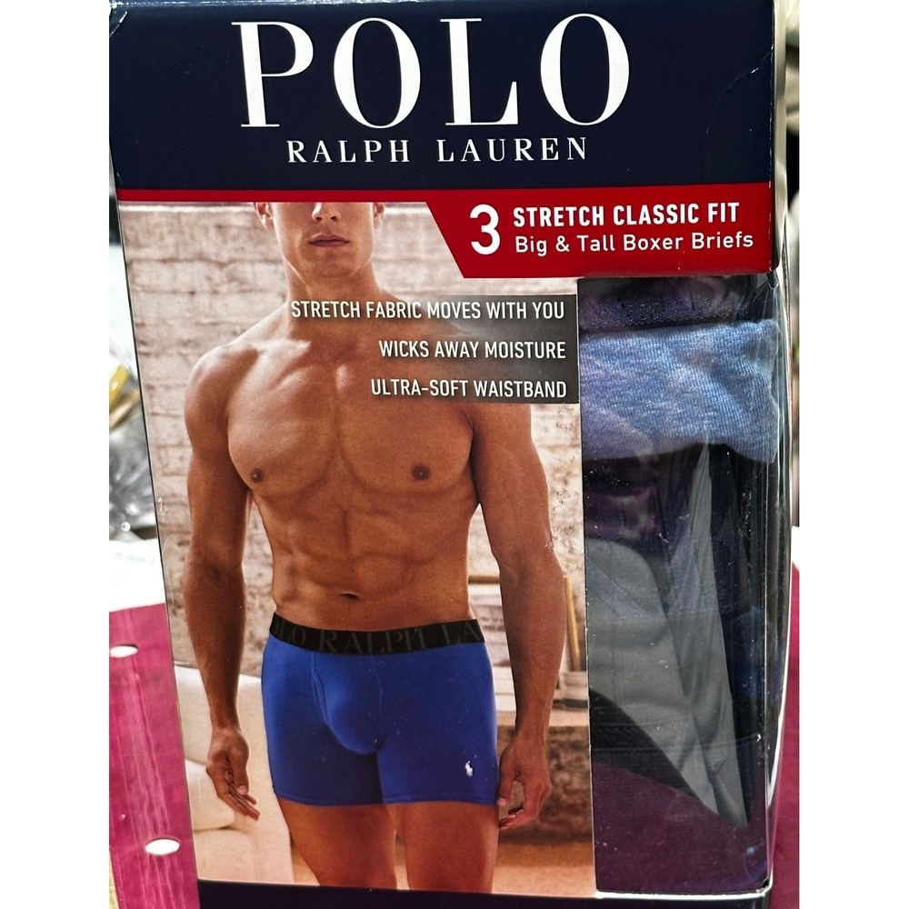 Polo Ralph Lauren 3 Pack Big & Tall Stretch Classic Fit Boxer Briefs 1X NWXBP3